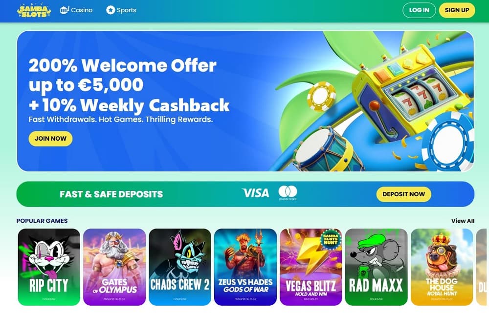 Samba Slots vibrant online casinos in California with slot tournaments